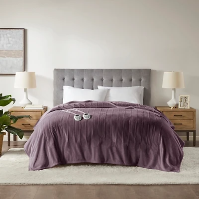 Serta Purple Plush Heated King Blanket