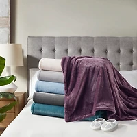 Serta Teal Plush Heated Full Blanket
