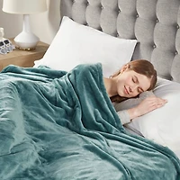 Serta Teal Plush Heated King Blanket
