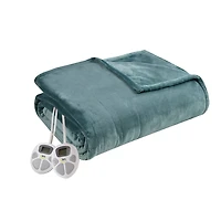 Serta Teal Plush Heated King Blanket