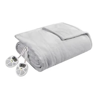 Serta Light Gray Plush Heated King Blanket