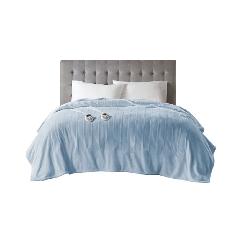Serta Blue Plush Heated Full Blanket