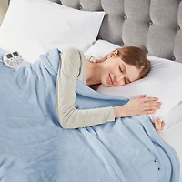 Serta Blue Plush Heated Queen Blanket