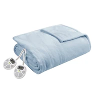 Serta Blue Plush Heated Queen Blanket