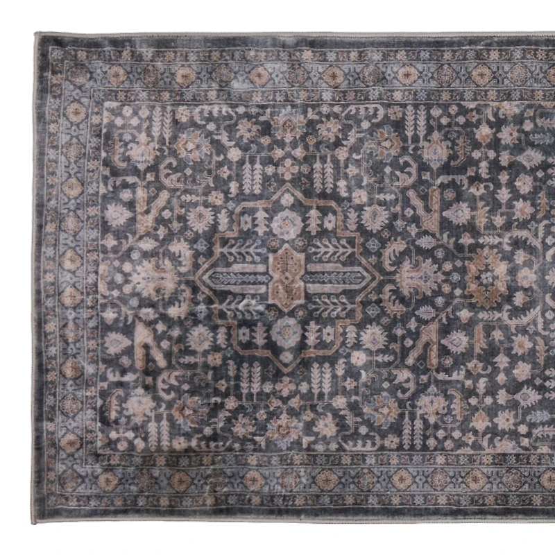 Blue Blaire Medallion Washable Runner, 2x7