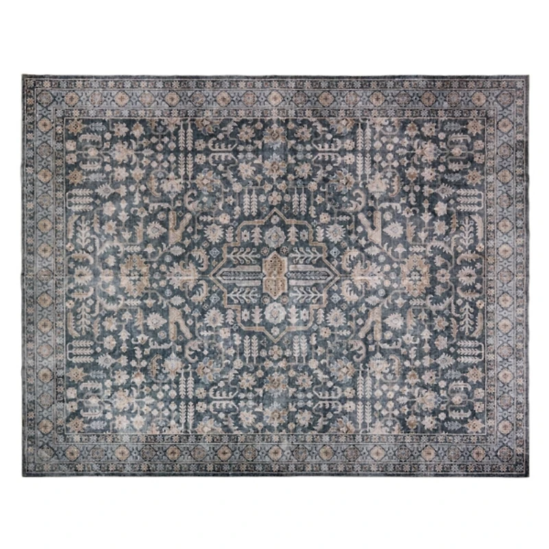 Blue Blaire Medallion Washable Area Rug