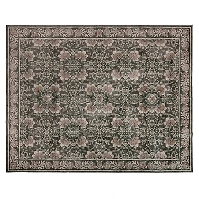 Green Leo Floral Washable Area Rug