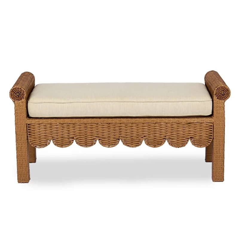 Faux Rattan Scalloped Outdoor Bench