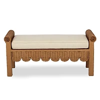 Faux Rattan Scalloped Outdoor Bench