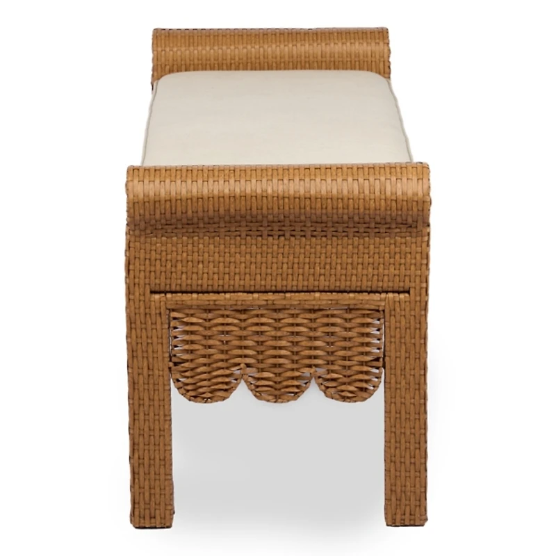 Faux Rattan Scalloped Outdoor Bench