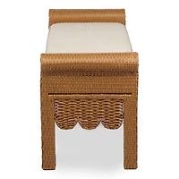 Faux Rattan Scalloped Outdoor Bench