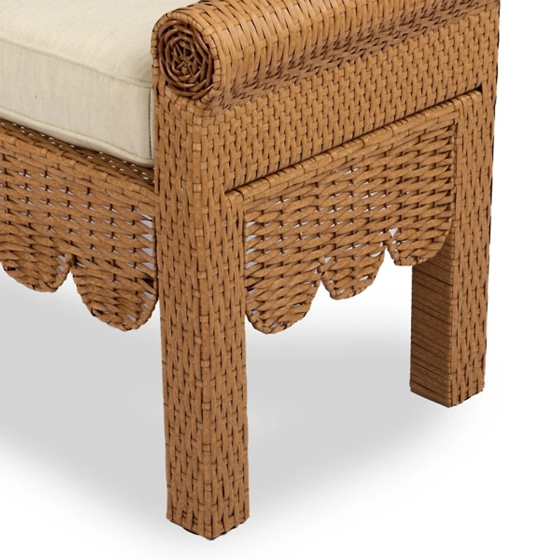 Faux Rattan Scalloped Outdoor Bench