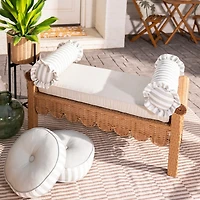 Faux Rattan Scalloped Outdoor Bench