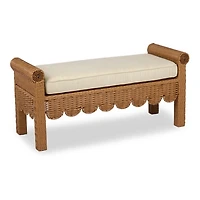 Faux Rattan Scalloped Outdoor Bench