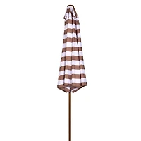 Taupe and White Striped Outdoor Umbrella