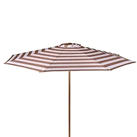 Taupe and White Striped Outdoor Umbrella