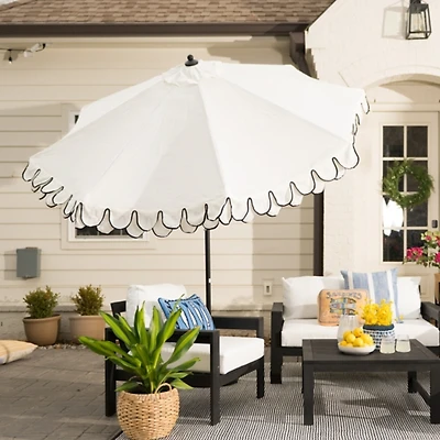 White Scalloped Outdoor Umbrella
