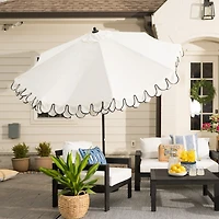 White Scalloped Outdoor Umbrella