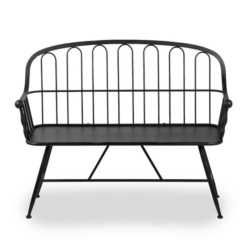 Black Arched Metal Outdoor Bench