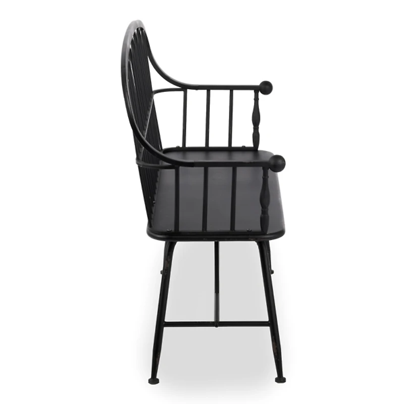 Black Arched Metal Outdoor Bench