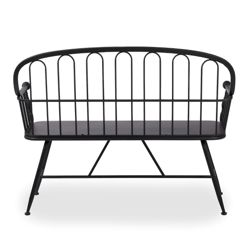 Black Arched Metal Outdoor Bench