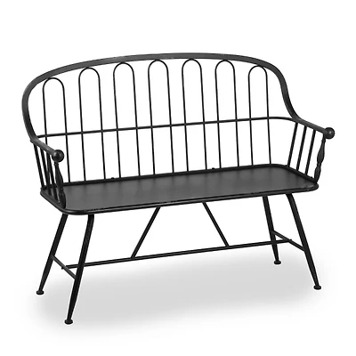 Black Arched Metal Outdoor Bench