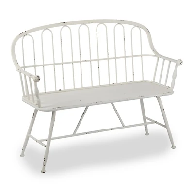 White Arched Metal Outdoor Bench