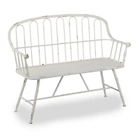 White Arched Metal Outdoor Bench
