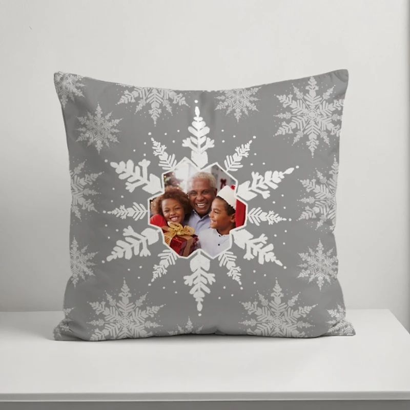 Personalized Photo Snowflake Christmas Pillow