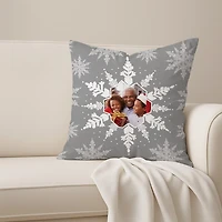 Personalized Photo Snowflake Christmas Pillow