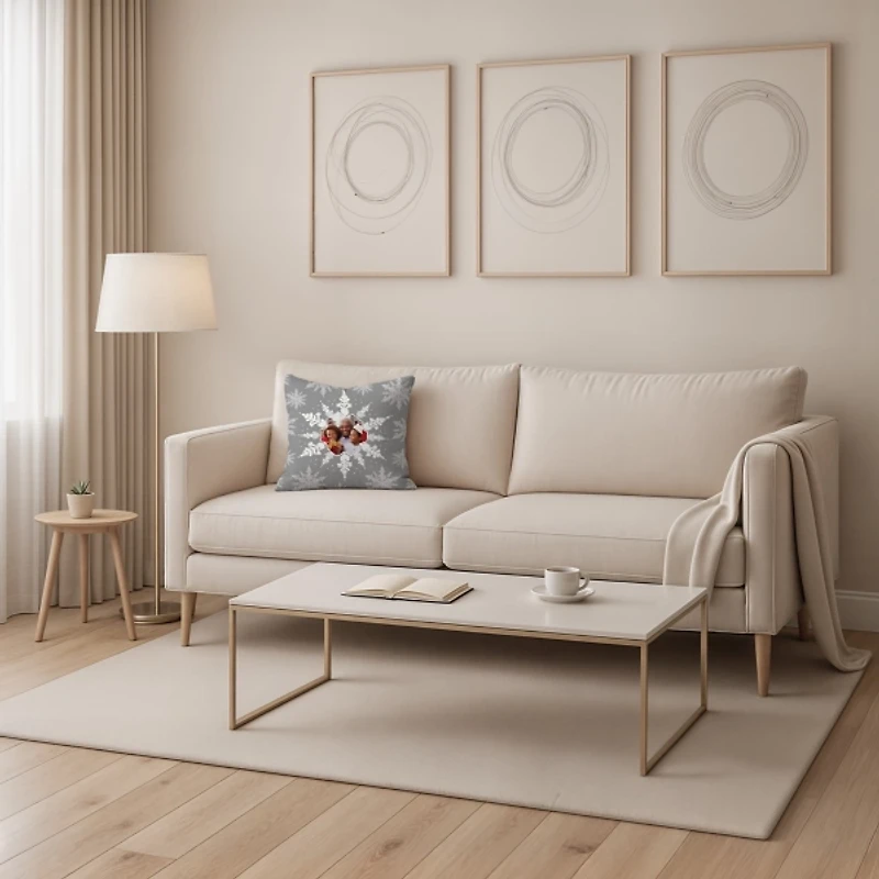 Personalized Photo Snowflake Christmas Pillow