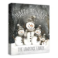 Personalized Happy Holidays Snowmen Canvas Print