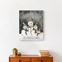 Personalized Happy Holidays Snowmen Canvas Print