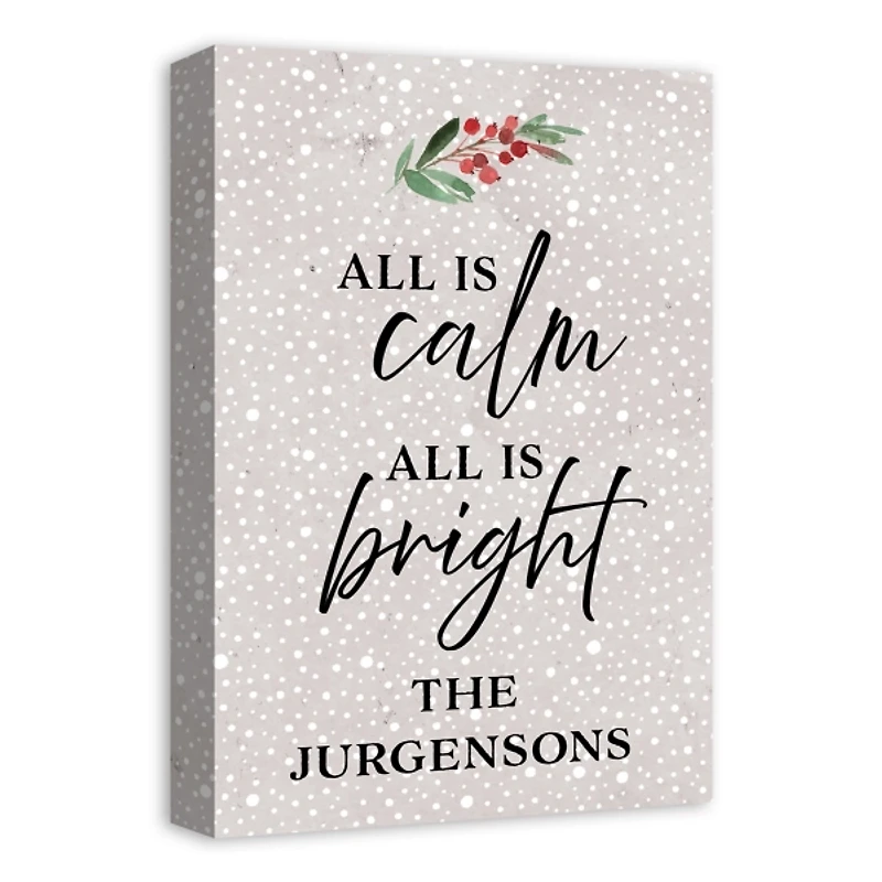 Personalized All is Calm Snowy Canvas Art Print