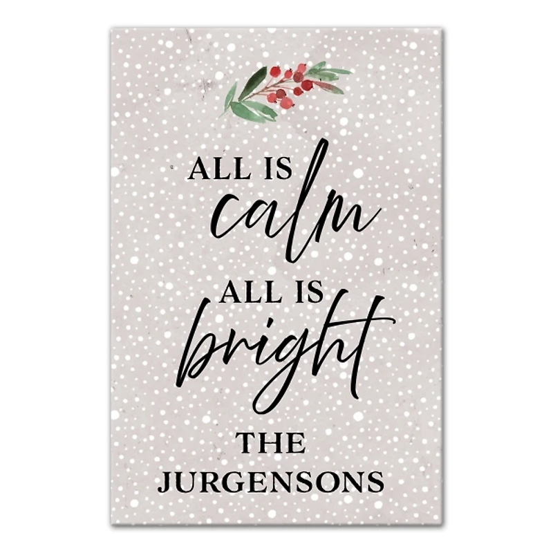 Personalized All is Calm Snowy Canvas Art Print