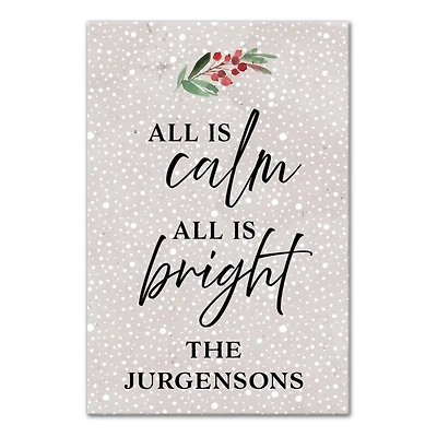 Personalized All is Calm Snowy Canvas Art Print