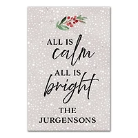 Personalized All is Calm Snowy Canvas Art Print