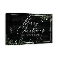Personalized Merry Christmas Greenery Canvas Print