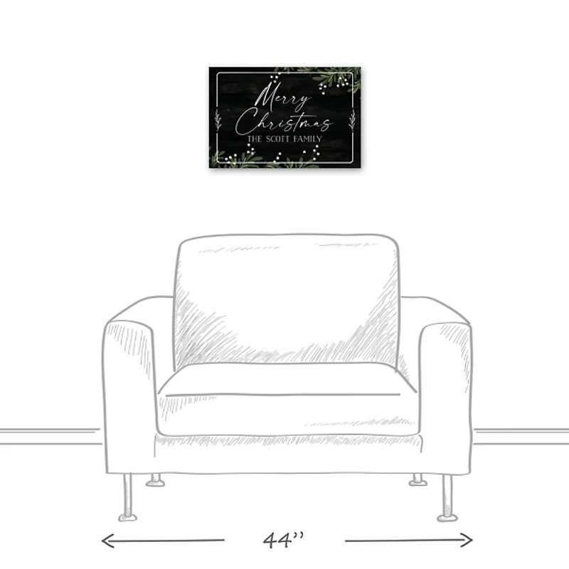 Personalized Merry Christmas Greenery Canvas Print