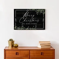 Personalized Merry Christmas Greenery Canvas Print