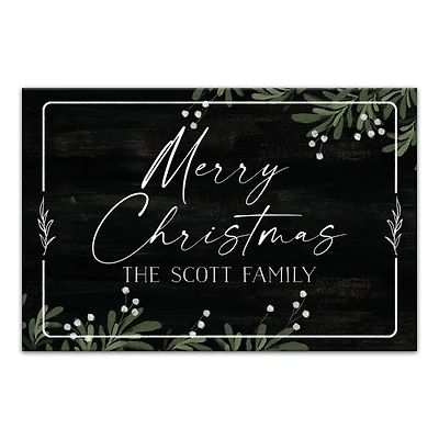 Personalized Merry Christmas Greenery Canvas Print