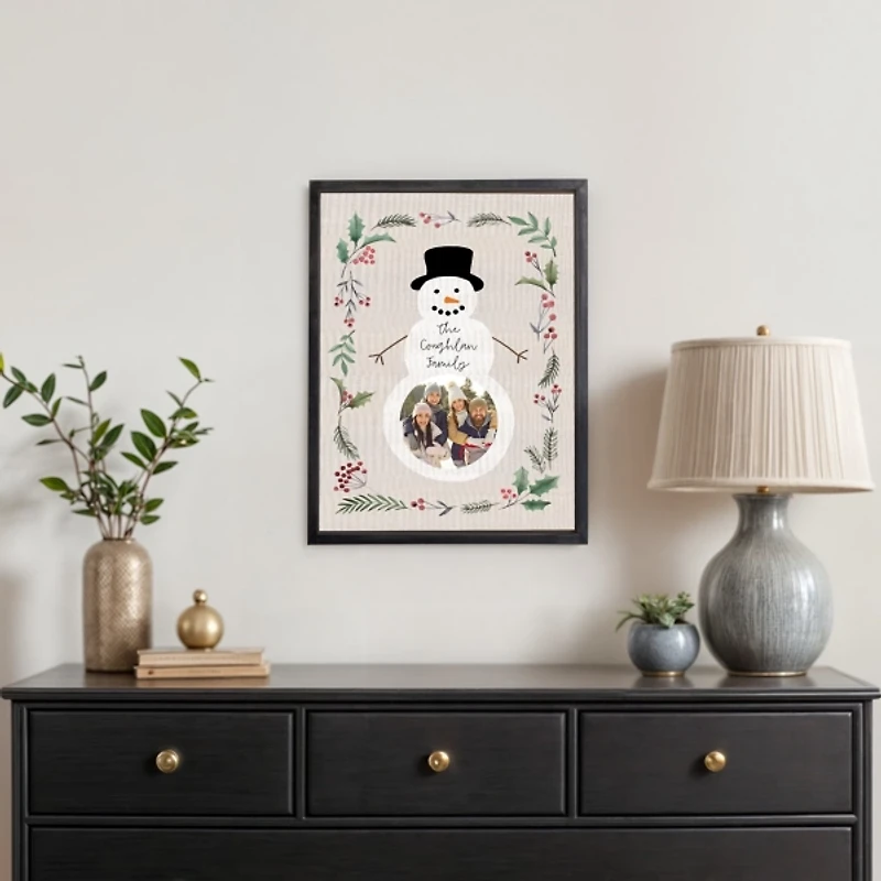 Personalized Photo Snowman Framed Art Print