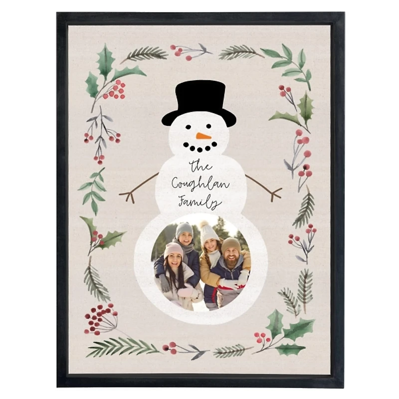 Personalized Photo Snowman Framed Art Print
