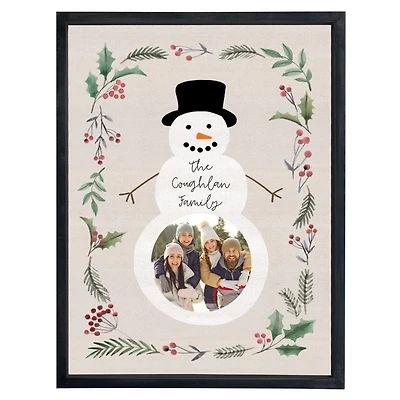 Personalized Photo Snowman Framed Art Print
