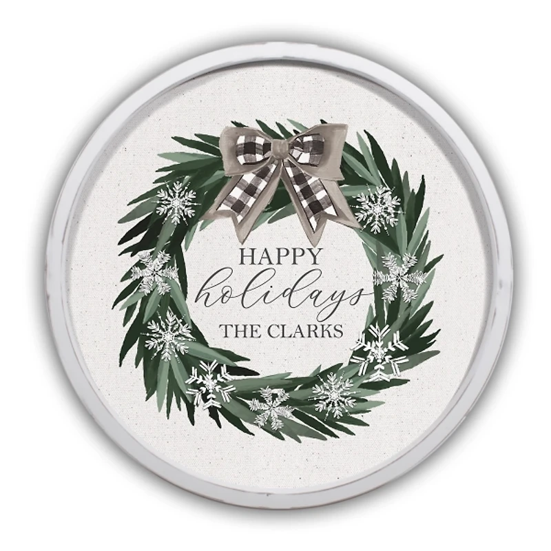 Personalized Neutral Wreath White Framed Art Print