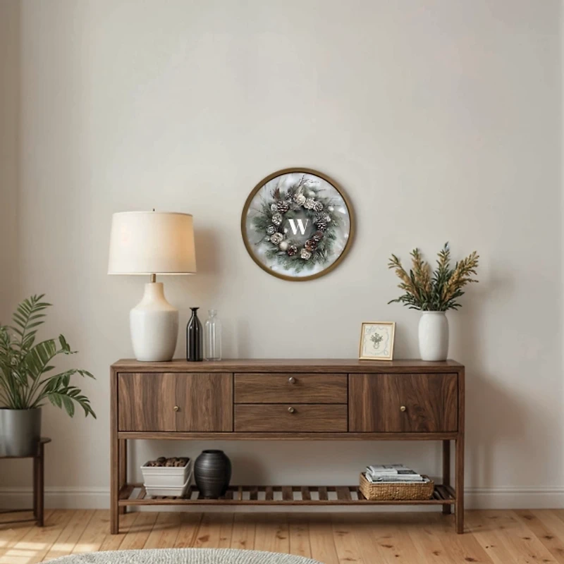 Personalized Winter Wreath Framed Art Print