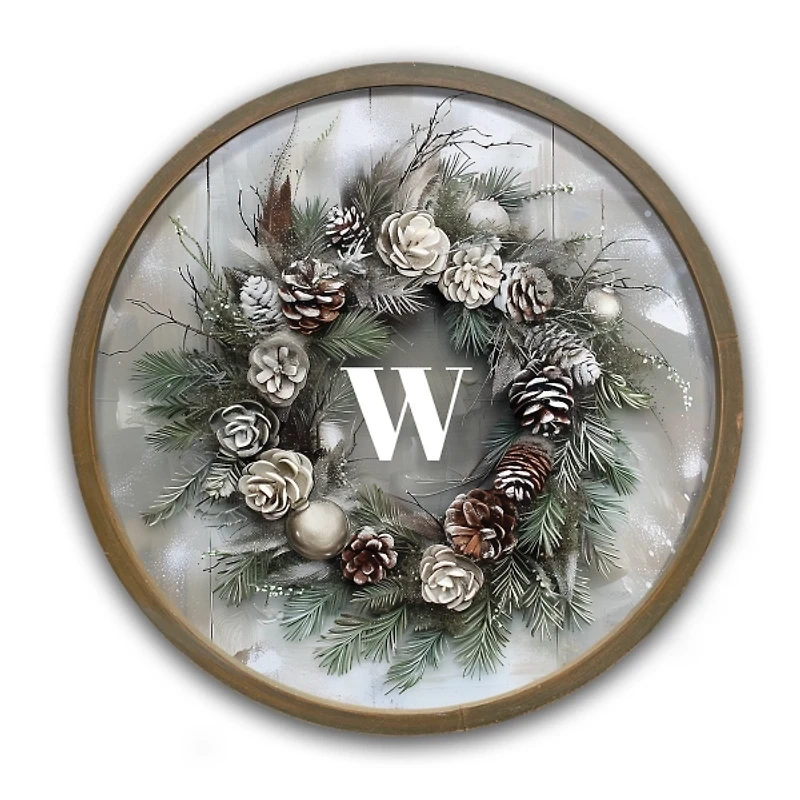 Personalized Winter Wreath Framed Art Print