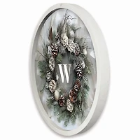Personalized Winter Wreath White Framed Art Print