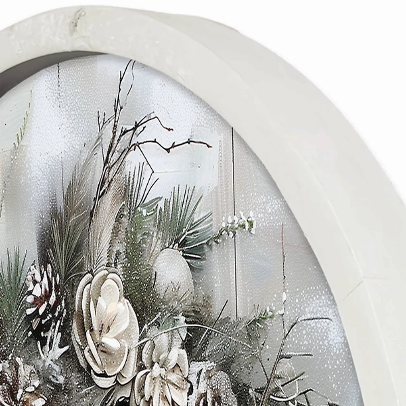 Personalized Winter Wreath White Framed Art Print