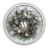 Personalized Winter Wreath White Framed Art Print